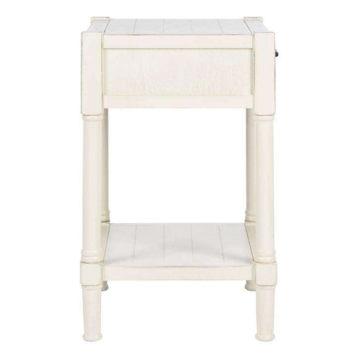 White Wood Finley 1-Drawer End Table
