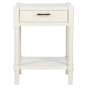 White Wood Finley 1-Drawer End Table