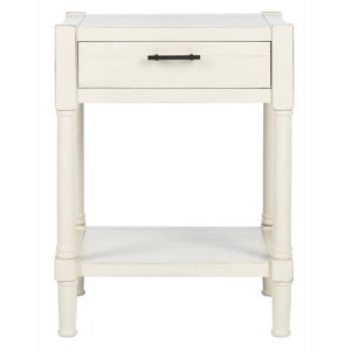 White Wood Finley 1-Drawer End Table
