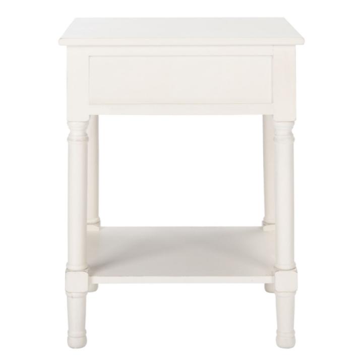 Distressed White Wood Veranda End Table