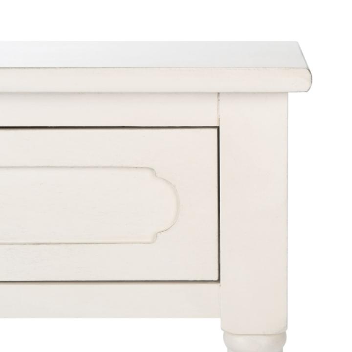 Distressed White Wood Veranda End Table
