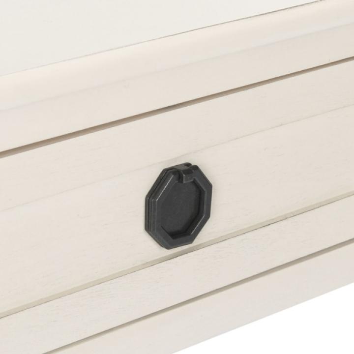 Distressed White Wood Veranda End Table