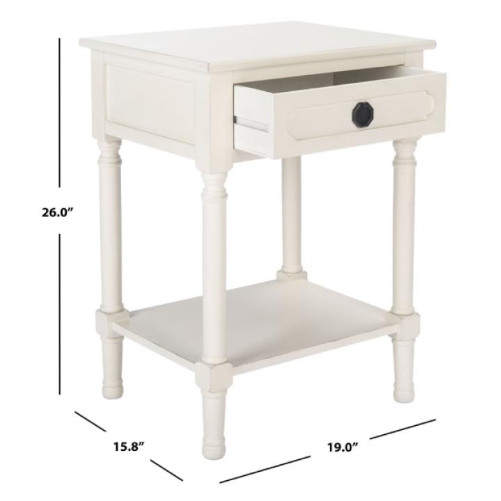 Distressed White Wood Veranda End Table