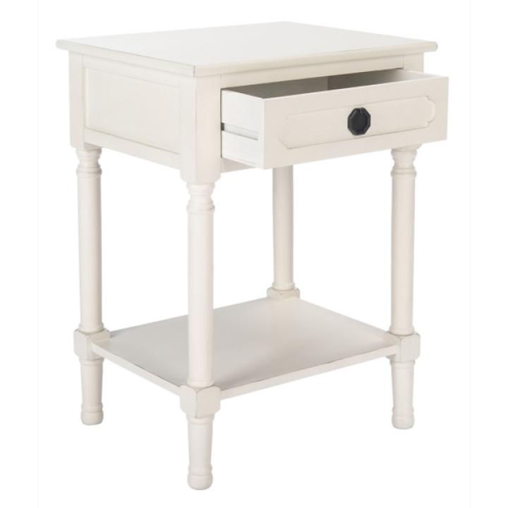 Distressed White Wood Veranda End Table