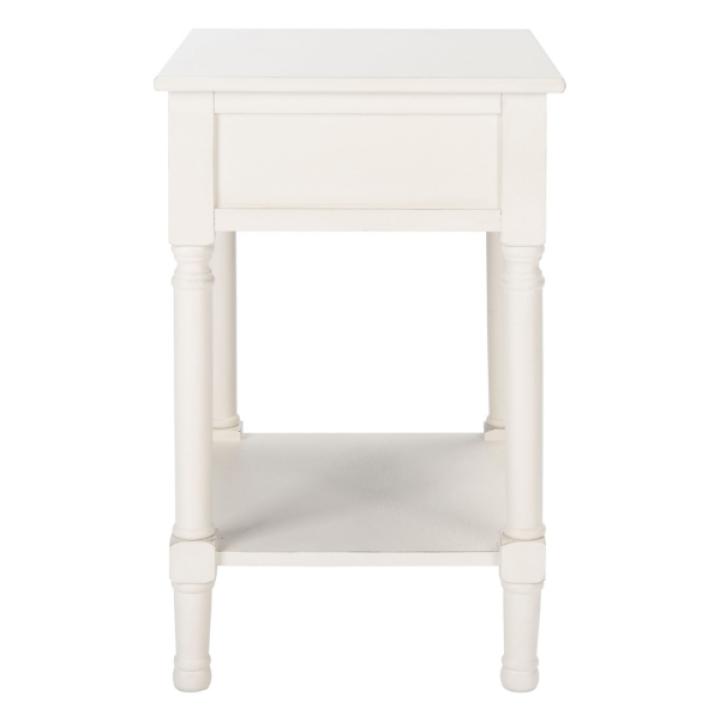 Distressed White Wood Veranda End Table