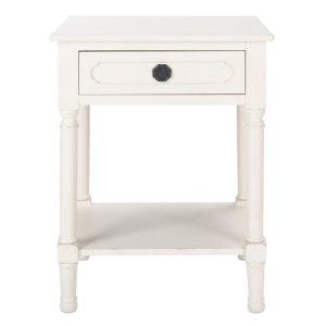 Distressed White Wood Veranda End Table
