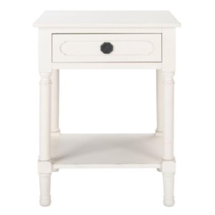 Distressed White Wood Veranda End Table