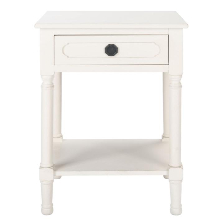 Distressed White Wood Veranda End Table