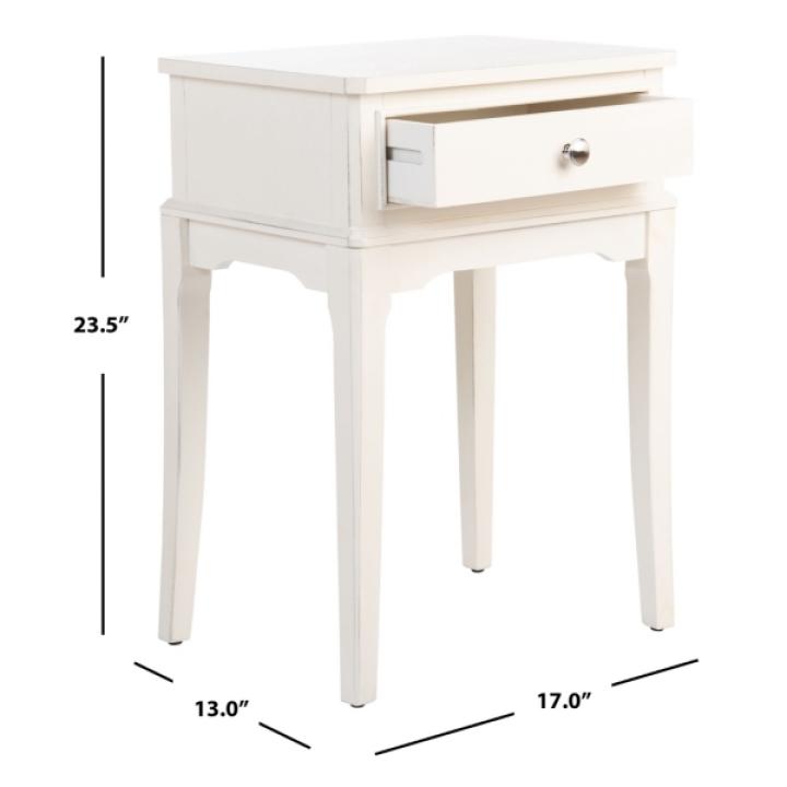 White Wood Opal 1-Drawer End Table