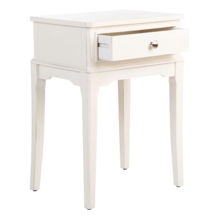 White Wood Opal 1-Drawer End Table