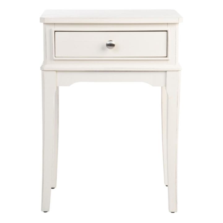 White Wood Opal 1-Drawer End Table