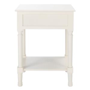 White Wood Natalia 1-Drawer End Table