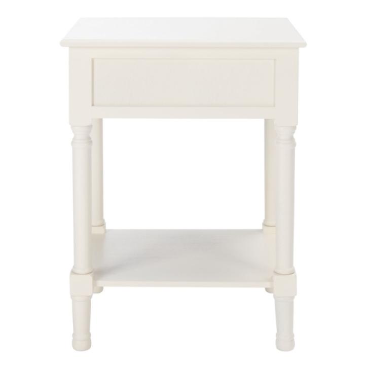White Wood Natalia 1-Drawer End Table