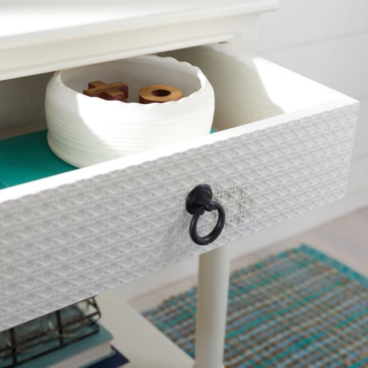 White Wood Natalia 1-Drawer End Table