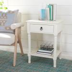 White Wood Natalia 1-Drawer End Table