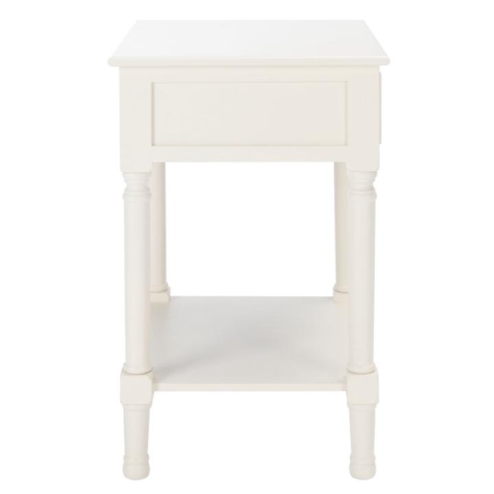 White Wood Natalia 1-Drawer End Table