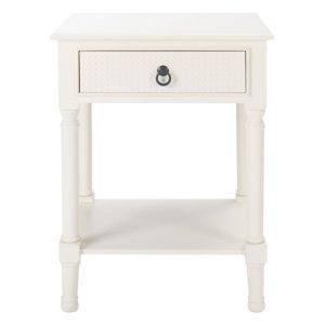 White Wood Natalia 1-Drawer End Table
