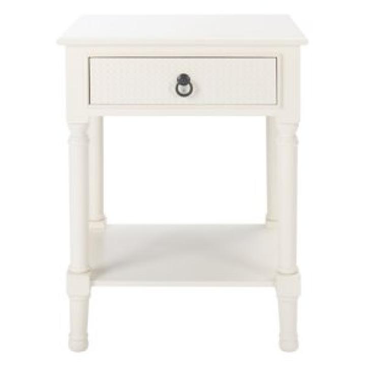 White Wood Natalia 1-Drawer End Table