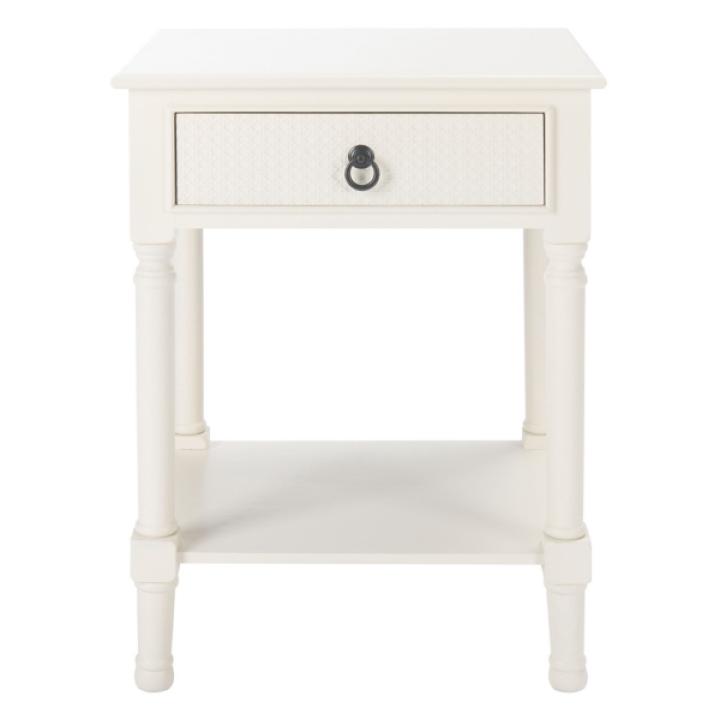 White Wood Natalia 1-Drawer End Table