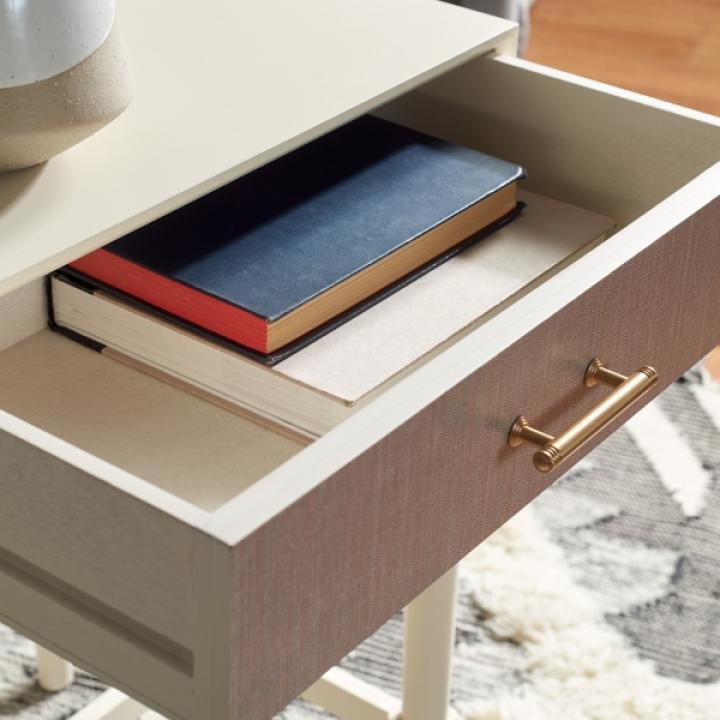 White Wood Stella 1-Drawer End Table