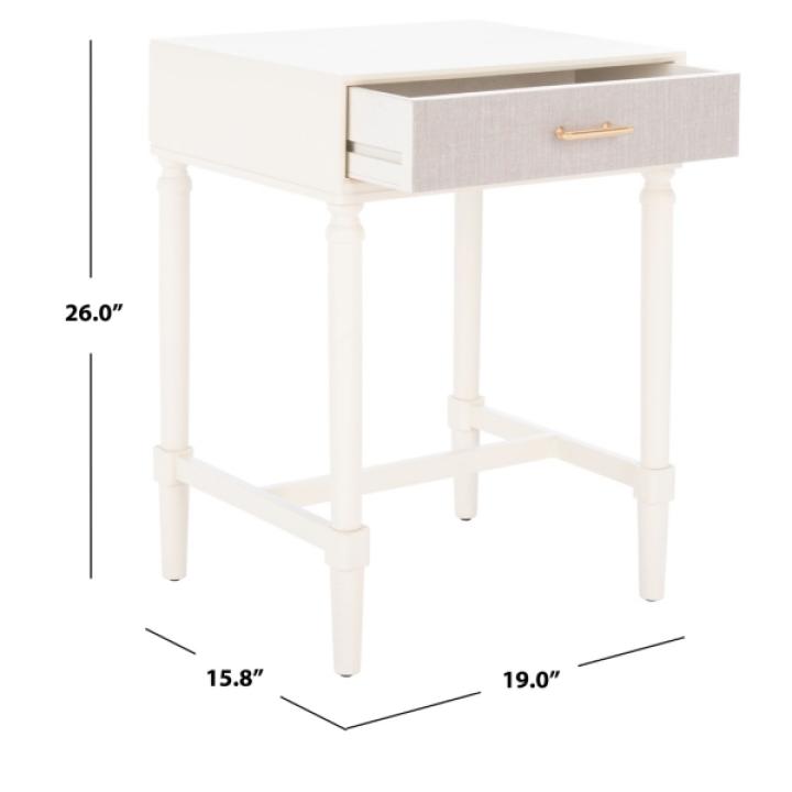 White Wood Stella 1-Drawer End Table