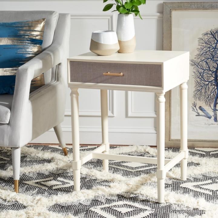 White Wood Stella 1-Drawer End Table