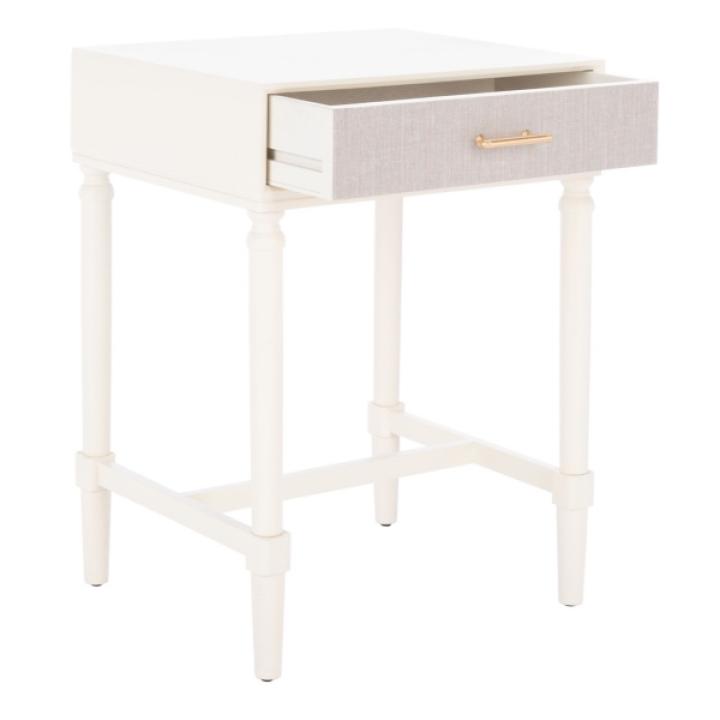 White Wood Stella 1-Drawer End Table