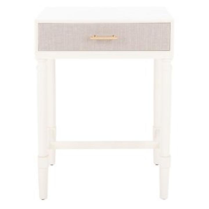 White Wood Stella 1-Drawer End Table