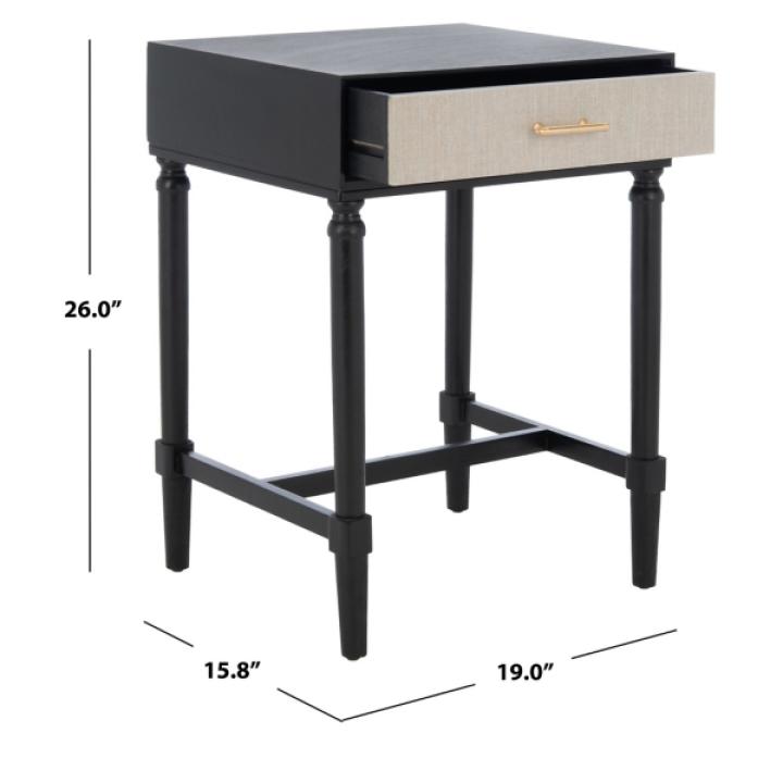 Black Wood Stella 1-Drawer End Table