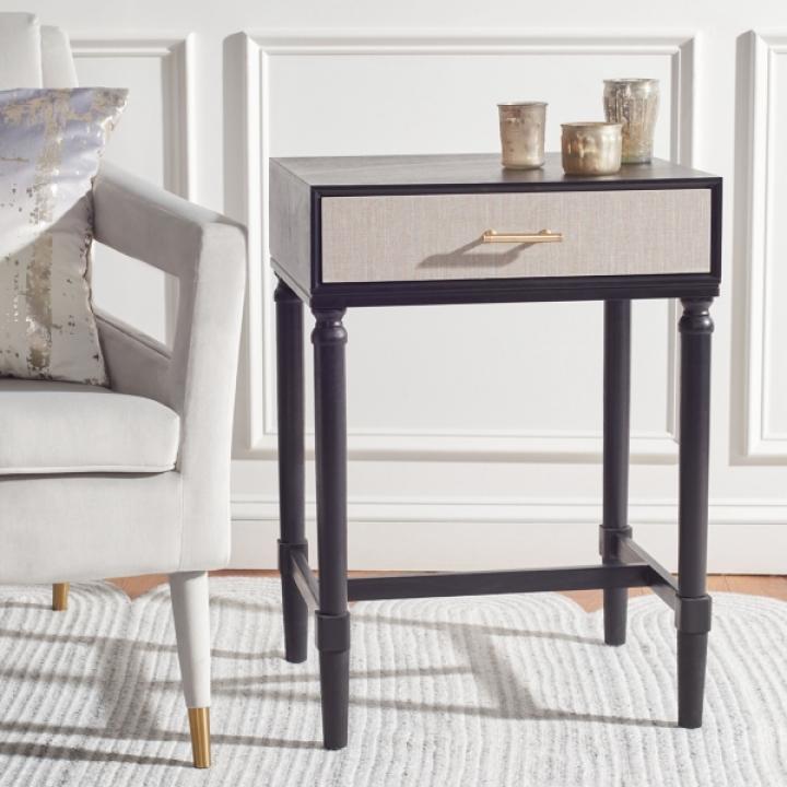 Black Wood Stella 1-Drawer End Table