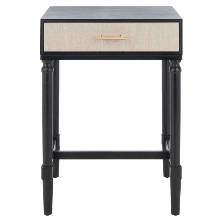 Black Wood Stella 1-Drawer End Table