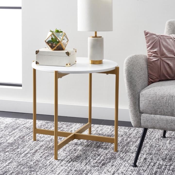 Gold Round Gertrude Accent Table