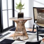 Honey Brown Rattan Irma Round Accent Table