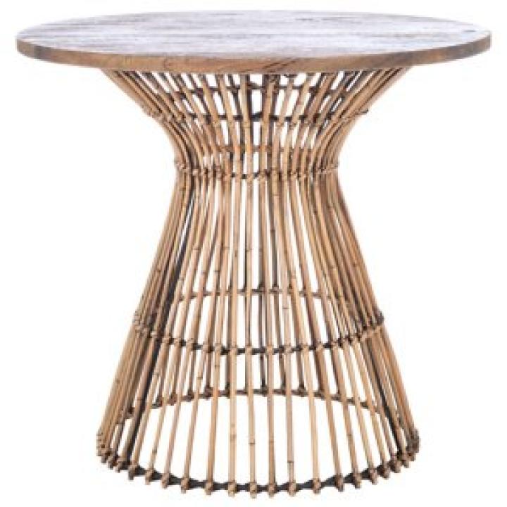 Honey Brown Rattan Irma Round Accent Table