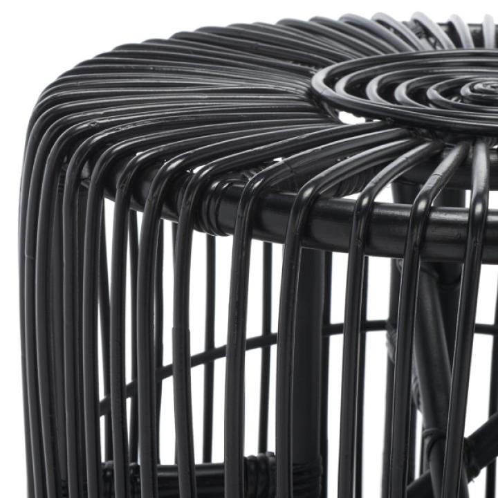 Black Rattan Jade Accent Table