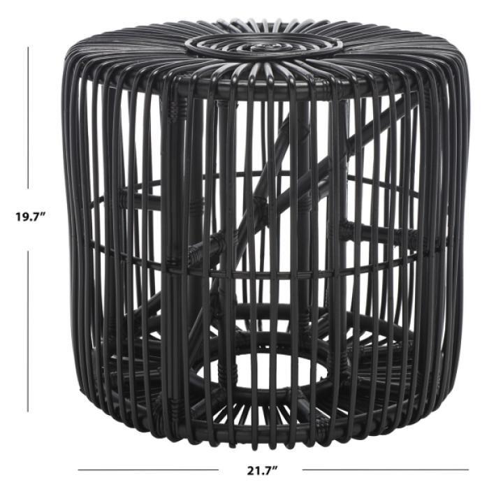 Black Rattan Jade Accent Table