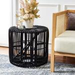 Black Rattan Jade Accent Table