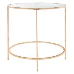 Glass Tabletop & Gold Metal Suzan Round Side Table