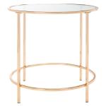 Glass Tabletop & Gold Metal Suzan Round Side Table