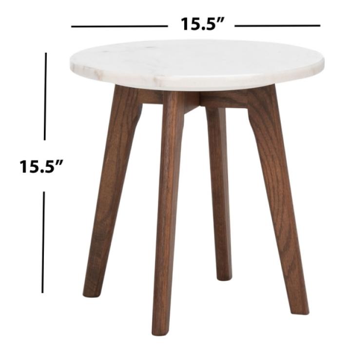 Marble and Walnut Round Mari Accent Table