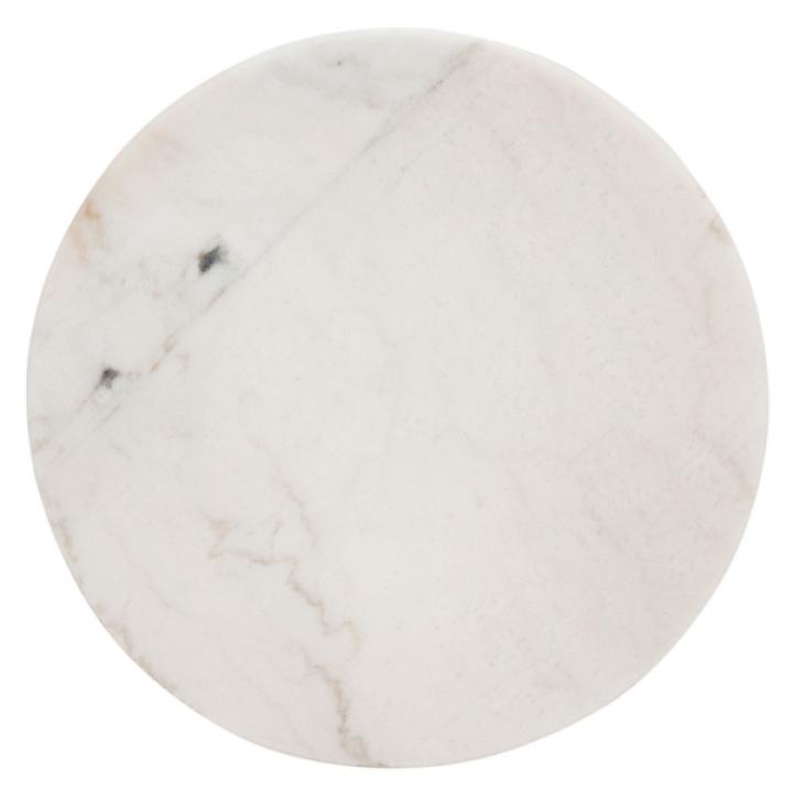 Marble and Walnut Round Mari Accent Table