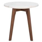 Marble and Walnut Round Mari Accent Table