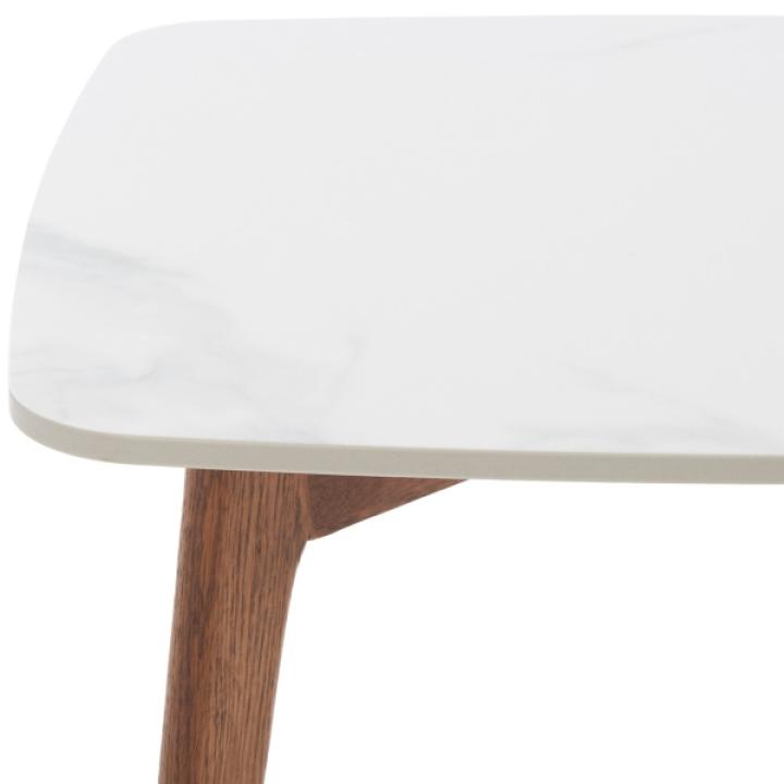Square Ceramic Marble & Walnut Karin Accent Table