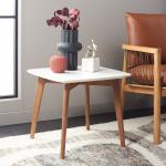 Square Ceramic Marble & Walnut Karin Accent Table