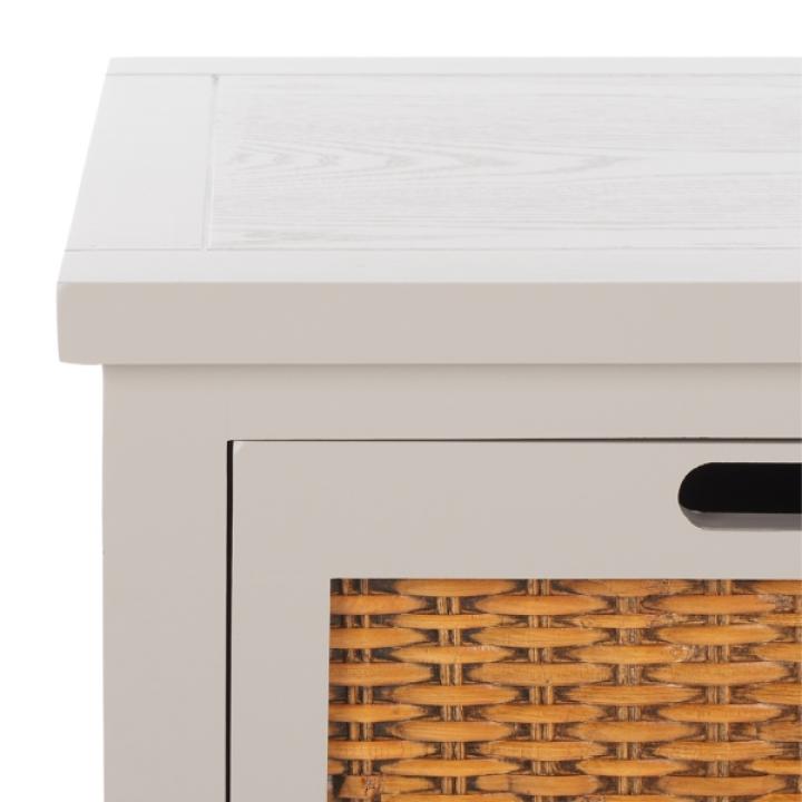 Gray Wood Woven Viola 2-Drawer End Table