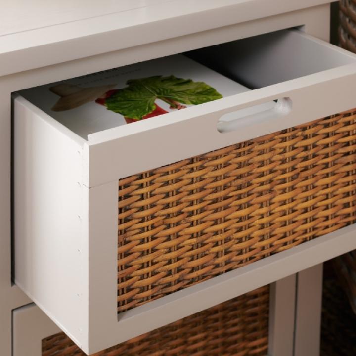 Gray Wood Woven Viola 2-Drawer End Table