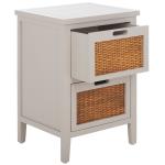 Gray Wood Woven Viola 2-Drawer End Table
