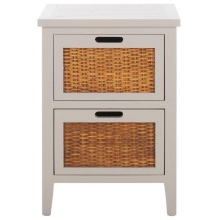 Gray Wood Woven Viola 2-Drawer End Table