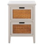 Gray Wood Woven Viola 2-Drawer End Table