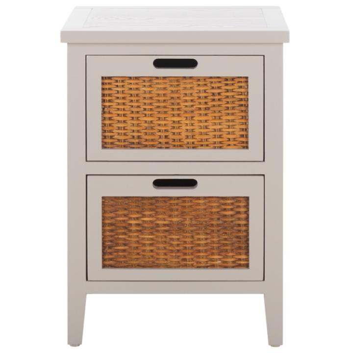 Gray Wood Woven Viola 2-Drawer End Table